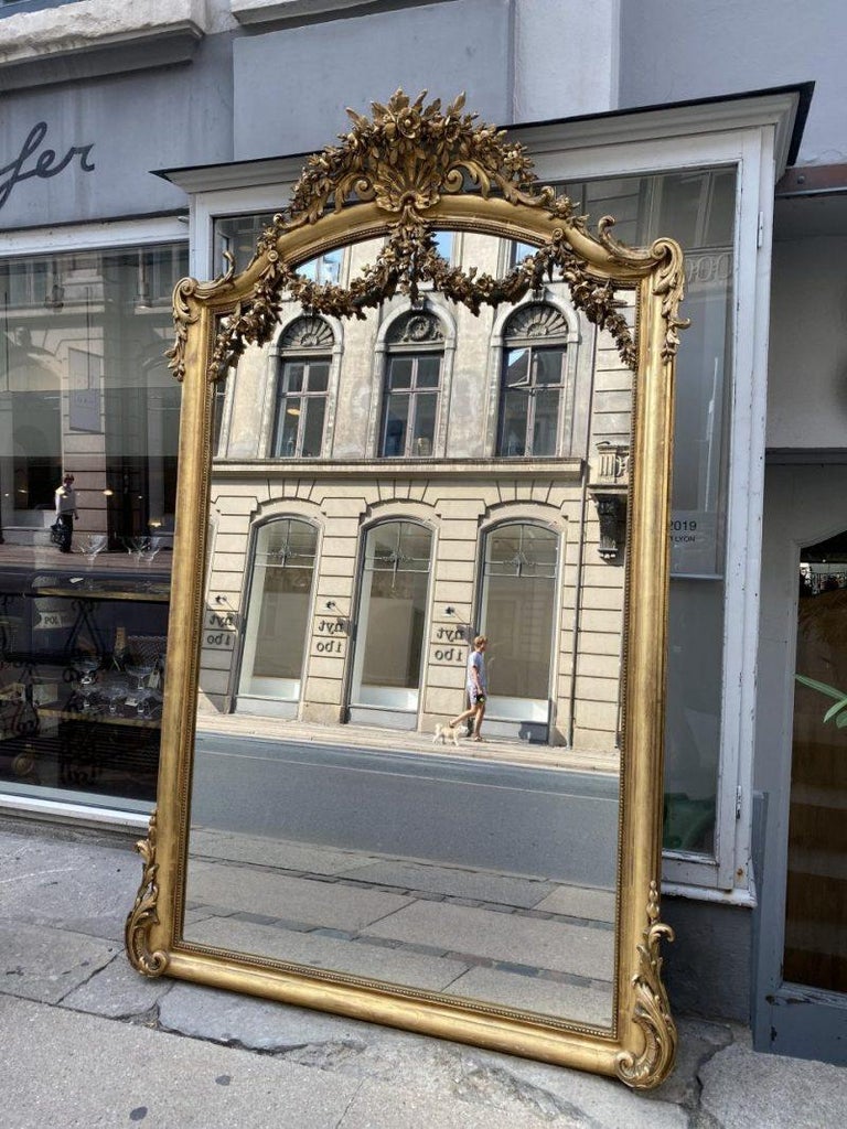 Mirror Figure Magnificant Full Figure Gilt Mirror, Late 19th Century France at 1stDibs