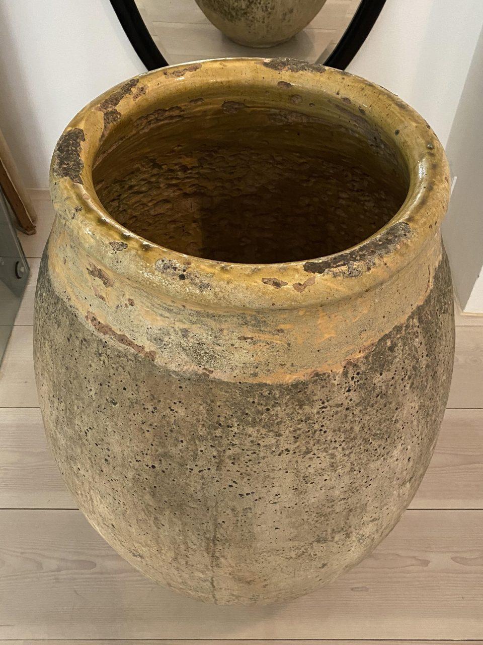 Magnificent and much coveted gigantic antique pottery holder, pre-1900s.

A unique piece of handmade ceramic craftsmanship, made in the cozy southern French city of Biot, located between Nice and Cannes. The city of Biot has had a tradition of