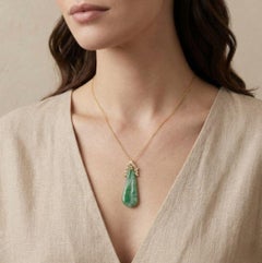 Magnificent 0.16ct Diamond & Jade Pendant in 18K Yellow Gold