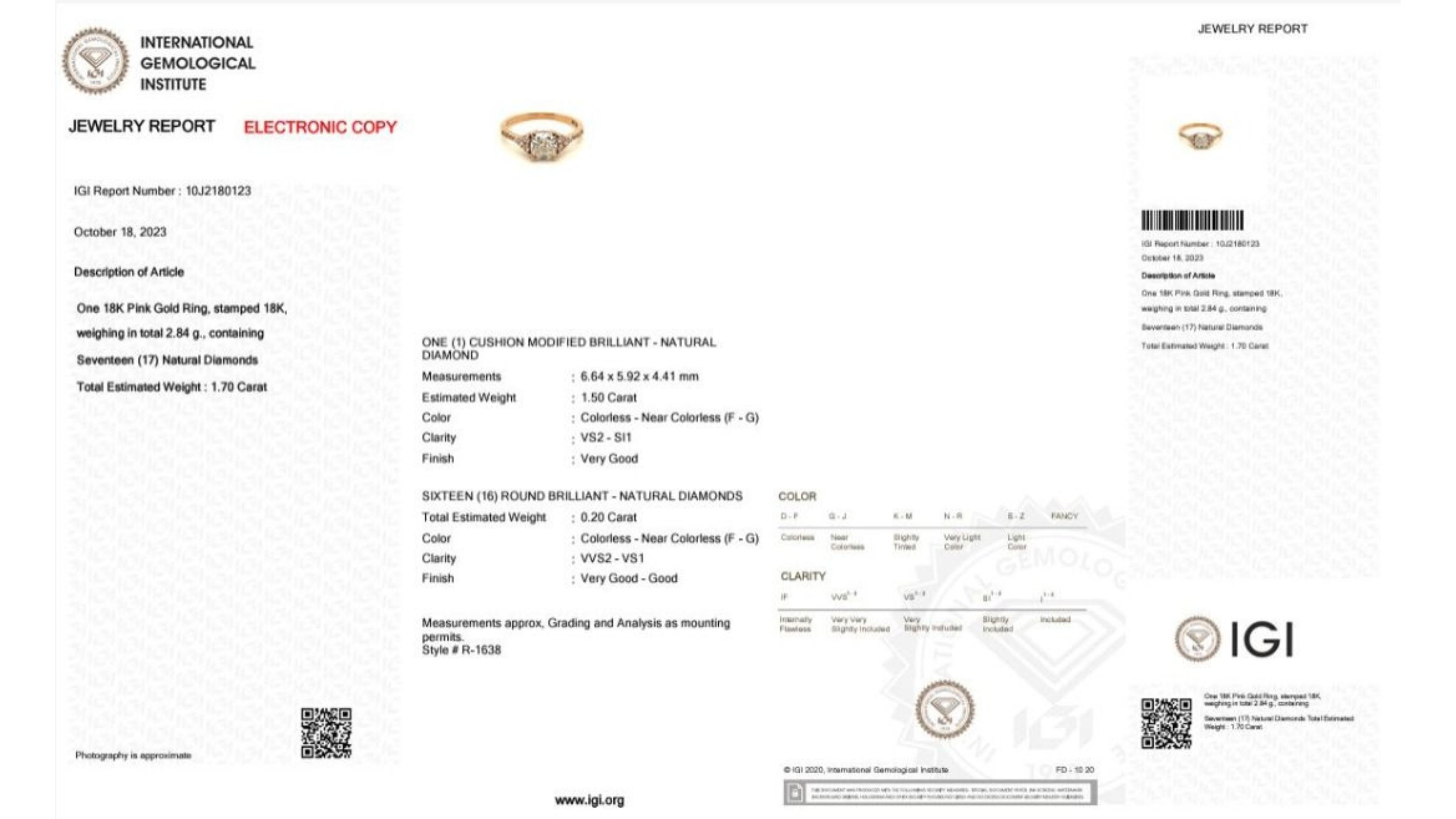 Magnificent 0.20ct Cushion Cut Diamond Ring In New Condition In רמת גן, IL