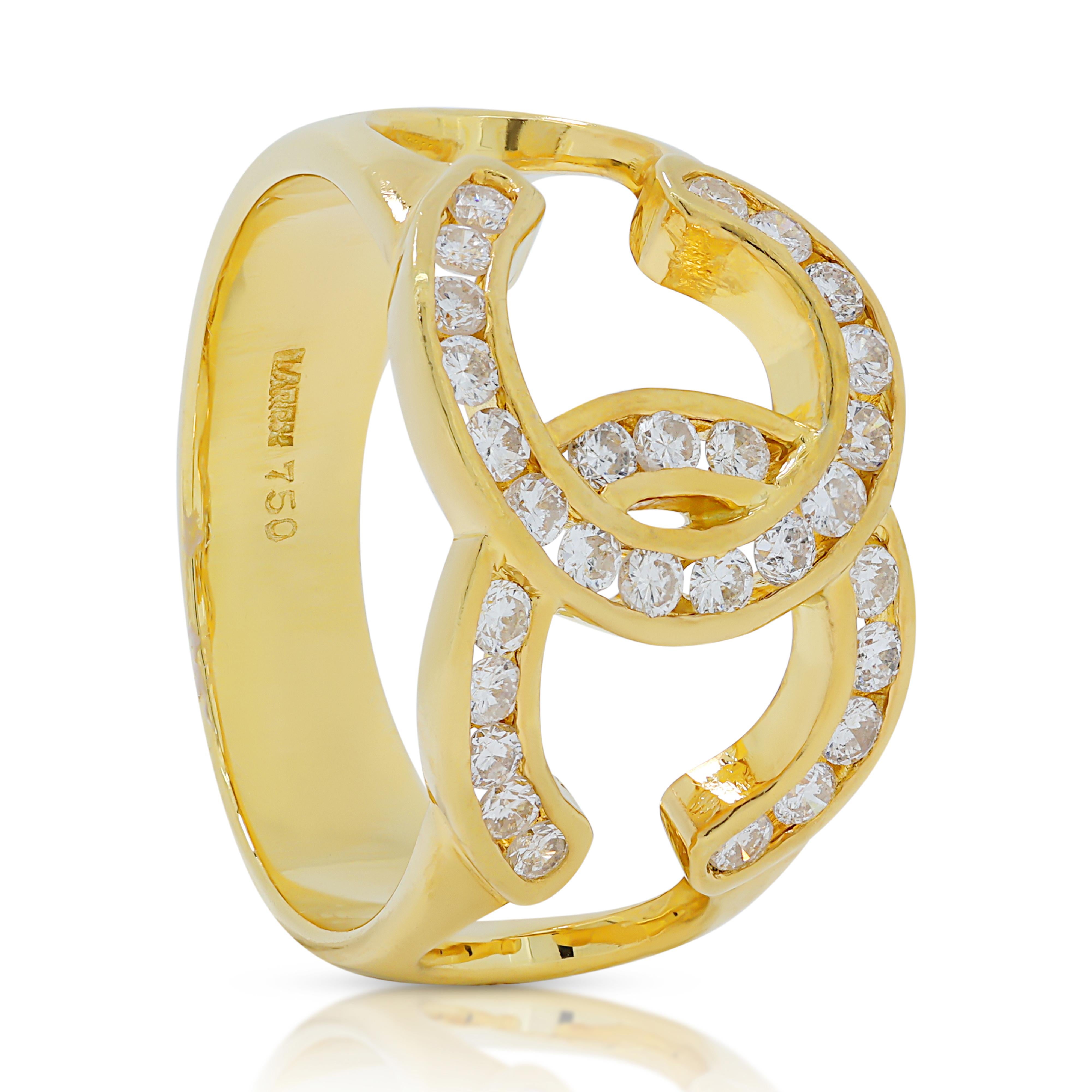 Taille ronde Magnifique bague en or jaune 18 carats avec diamants de 0,42 carat en vente