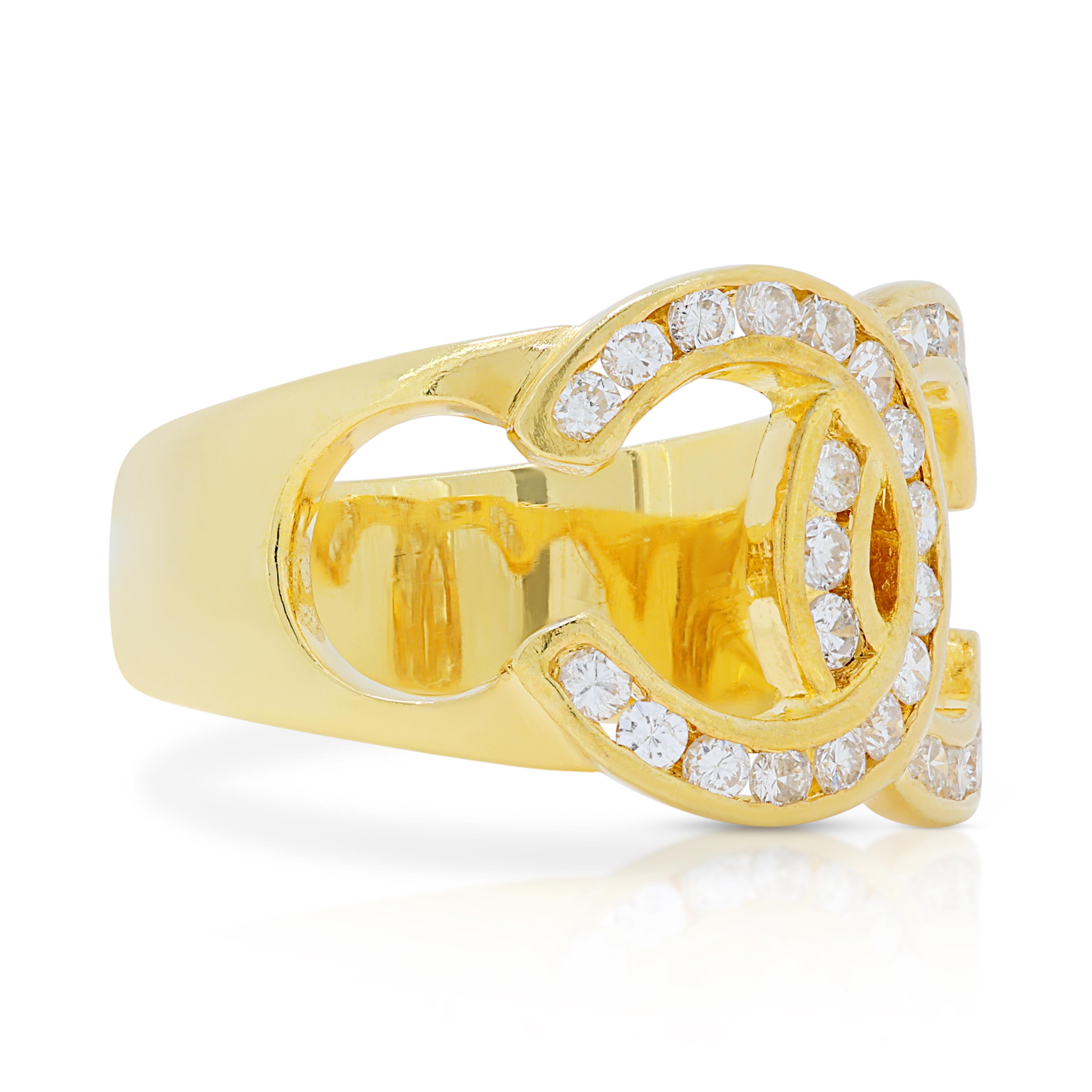 Magnifique bague en or jaune 18 carats avec diamants de 0,42 carat Pour femmes en vente
