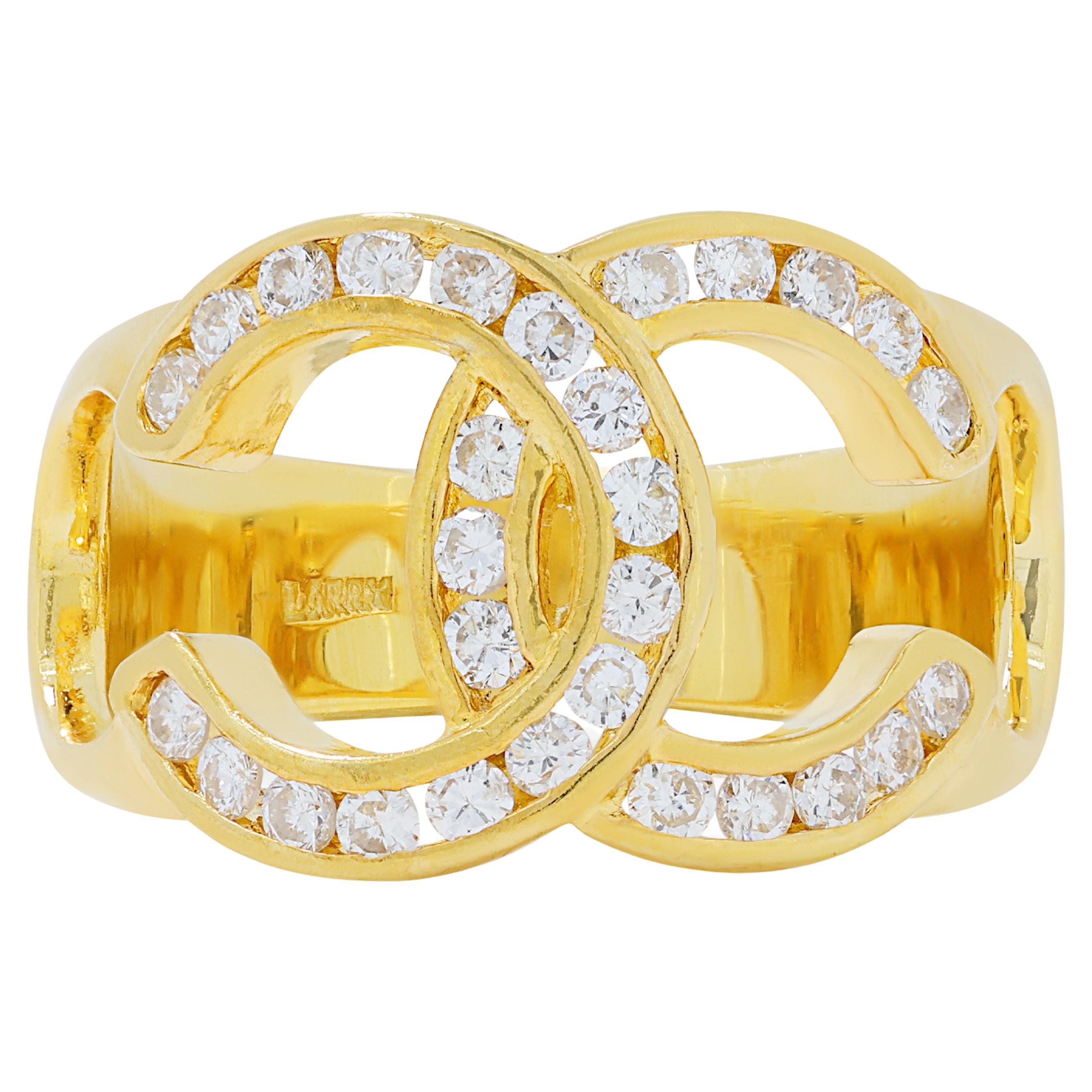 Magnifique bague en or jaune 18 carats avec diamants de 0,42 carat en vente