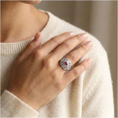 Magnificent 0.47ct Ruby & Diamond Ring in 18K White Gold