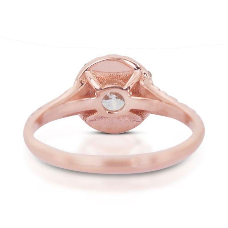 Magnificent 0.70ct Round Brilliant Halo Pave Diamond Ring in 18K Rose Gold For Sale 1
