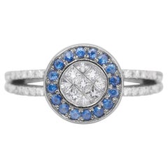 Magnificent 0.78ct Diamonds Halo Ring in 18k White Gold - GCI Certified