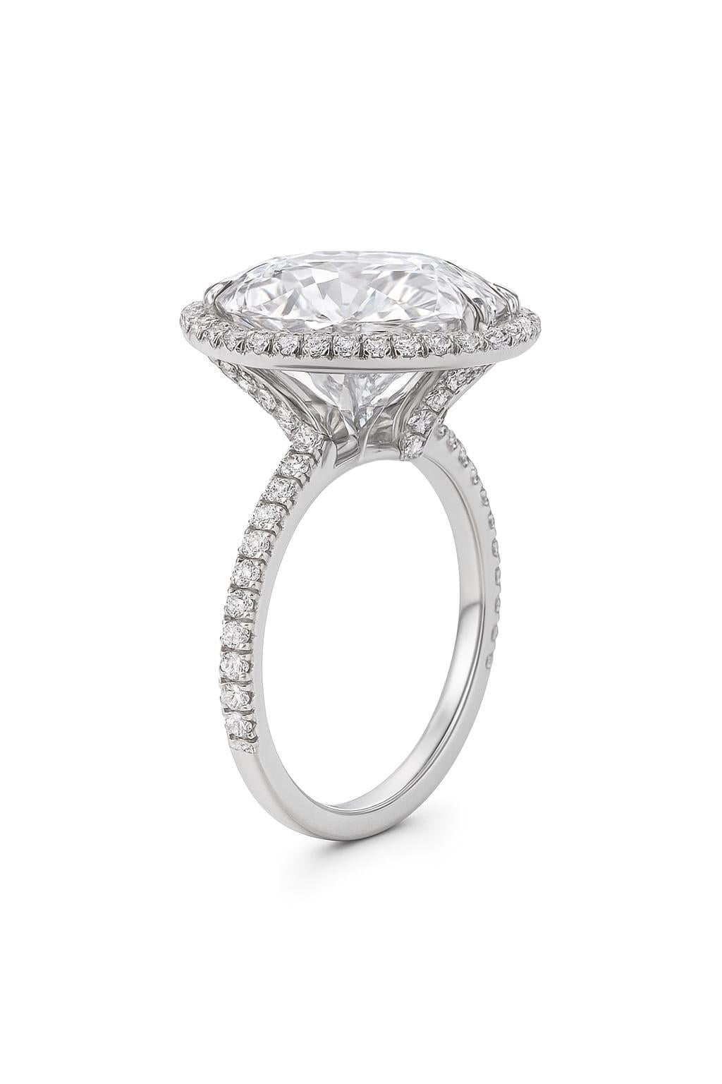 Taglio cuscino Magnifico anello con diamante a cuscino Brilliante da 10 carati certificato GIA D Color VS2 in vendita