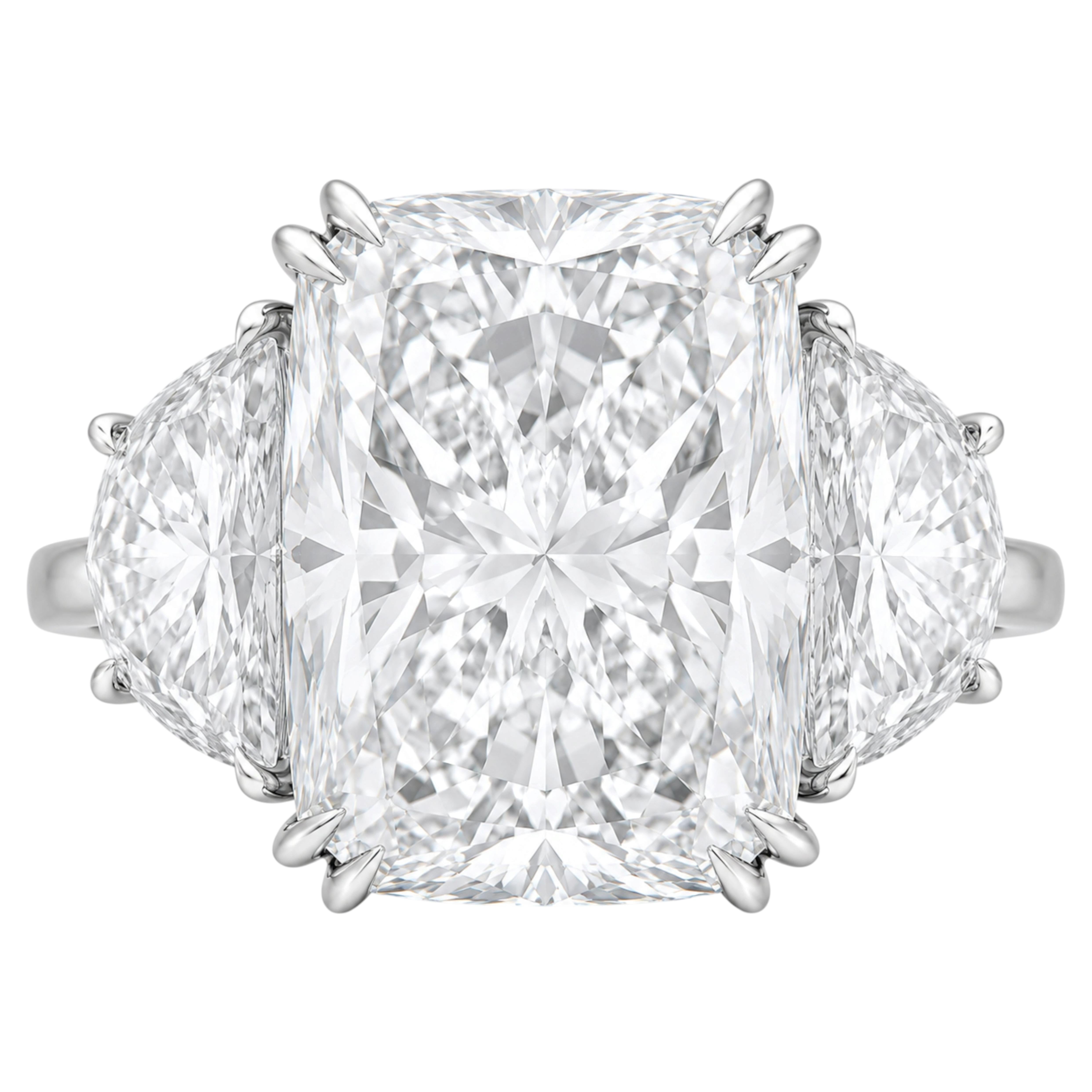 Magnificent 10 Carat GIA Cushion Brilliant Cut Diamond Three-Stone Ring