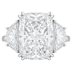 Magnificent 10 Carat GIA Cushion Brilliant Cut Diamond Three-Stone Ring
