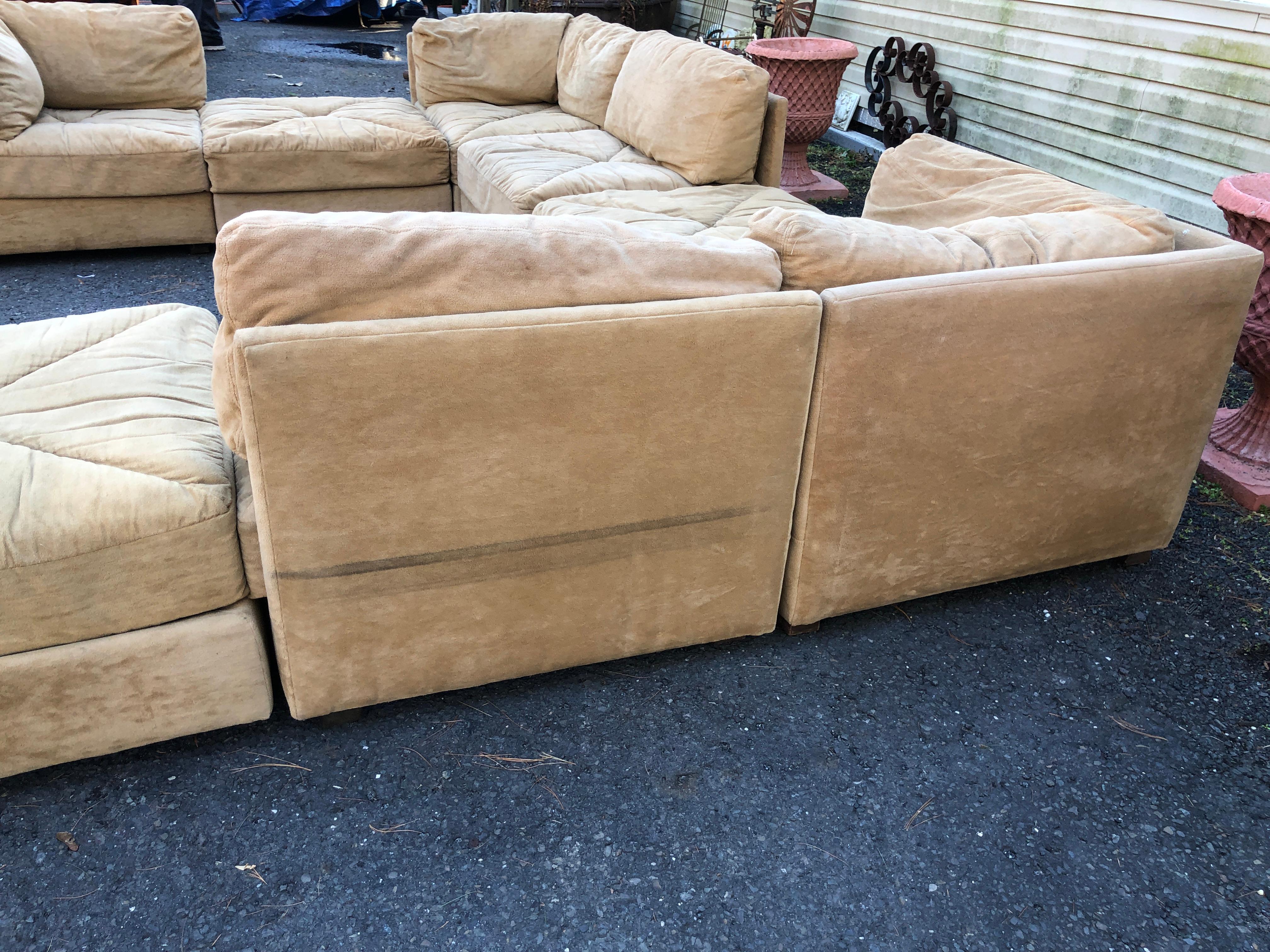 Magnificent 10 Piece Milo Baughman style Cube Sectional Sofa Selig Mid-Century  For Sale 5