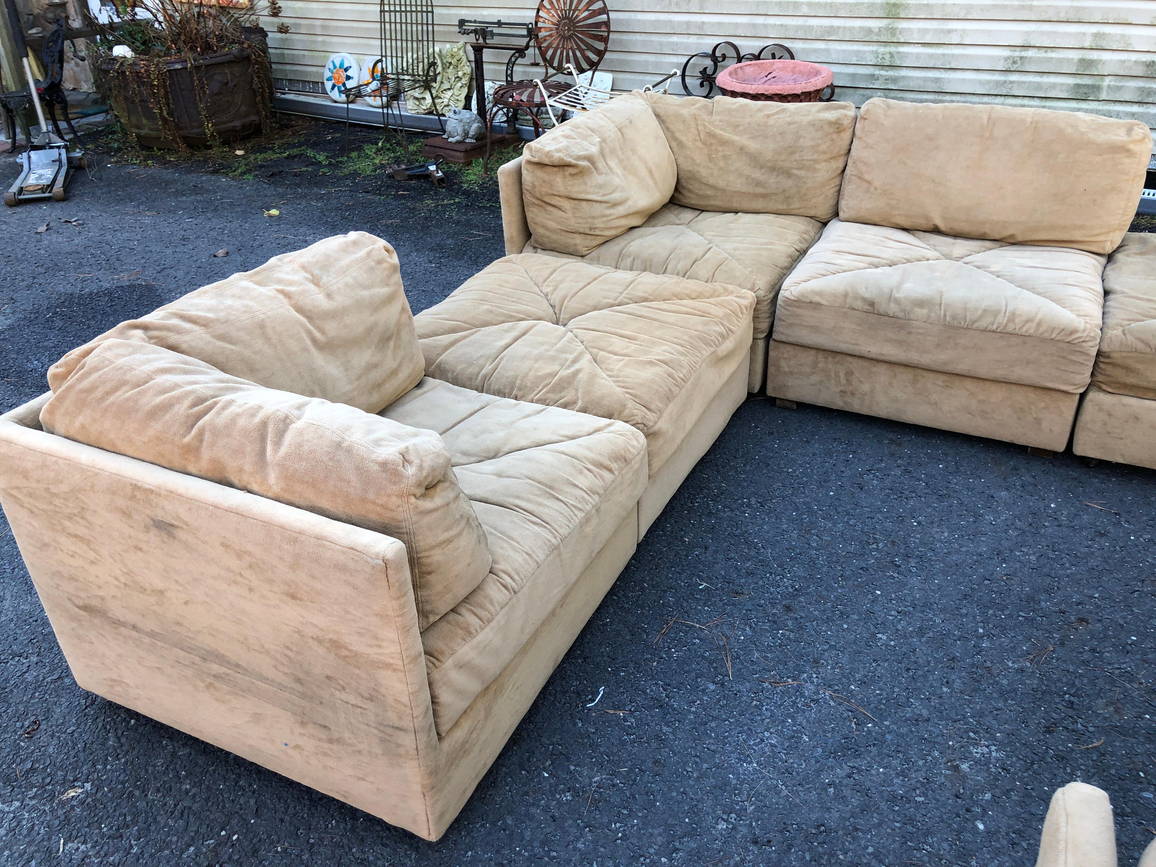 Magnificent 10 Piece Milo Baughman style Cube Sectional Sofa Selig Mid-Century  For Sale 9