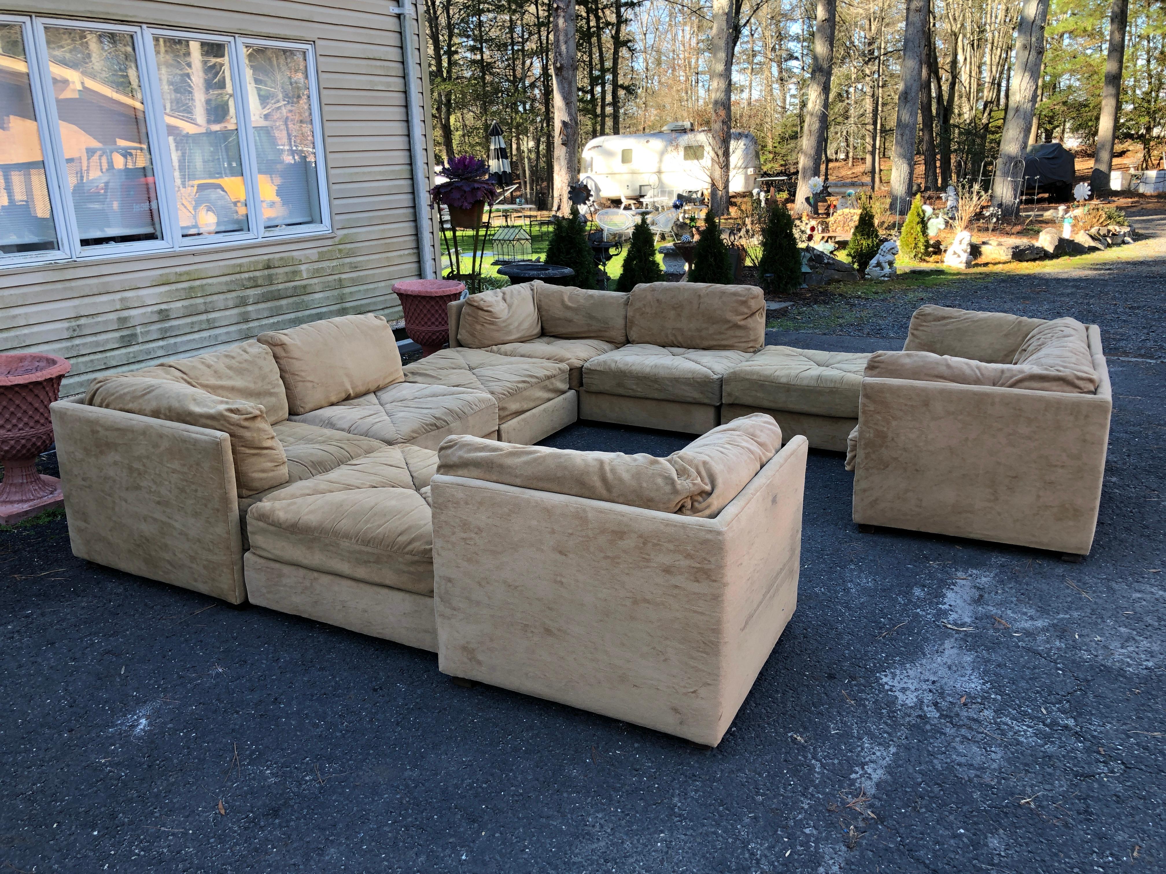 Magnificent 10 Piece Milo Baughman style Cube Sectional Sofa Selig Mid-Century  For Sale 13
