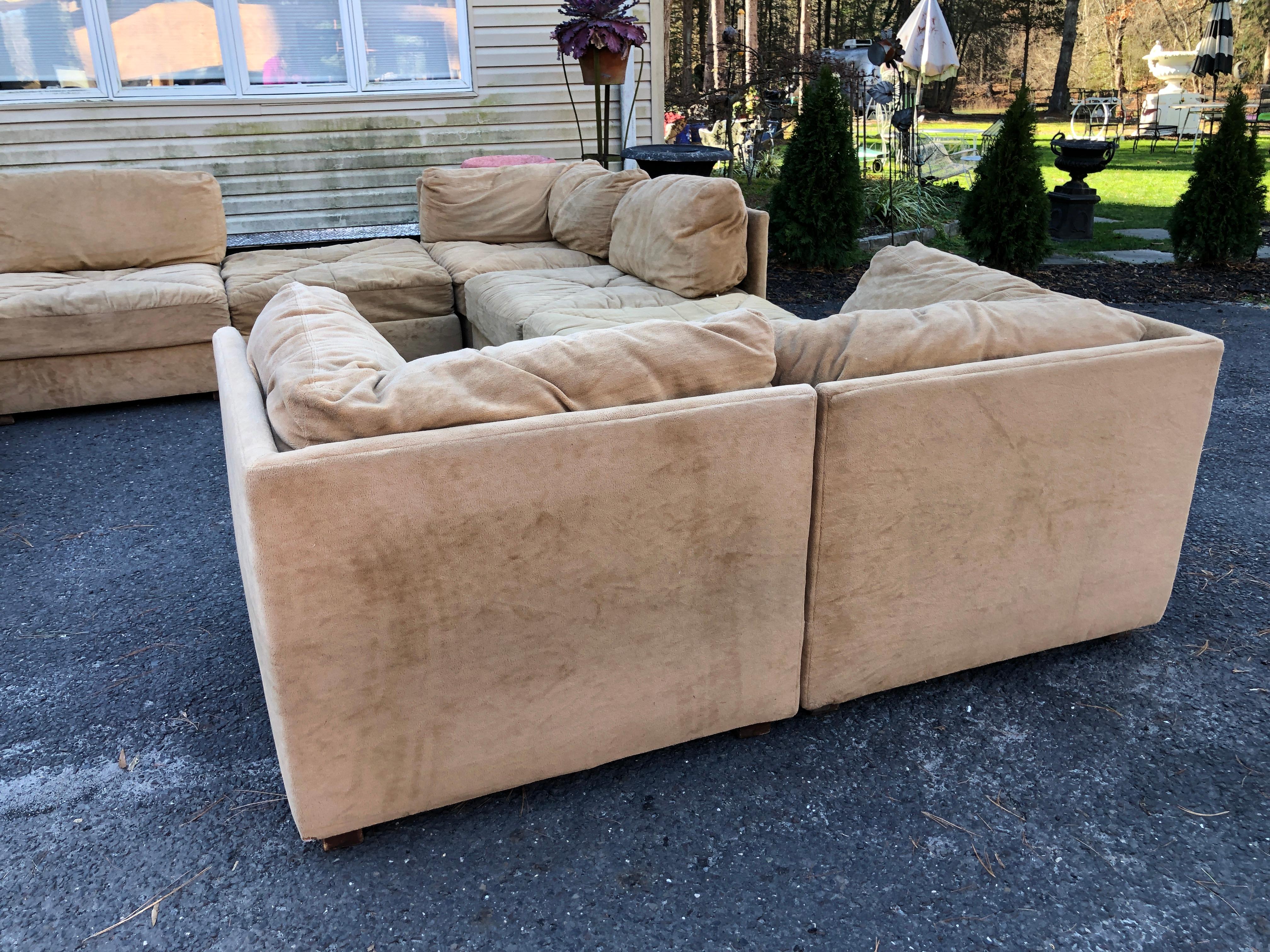 Mid-Century Modern Magnificent 10 Piece Milo Baughman style Cube Sectional Sofa Selig Mid-Century  For Sale