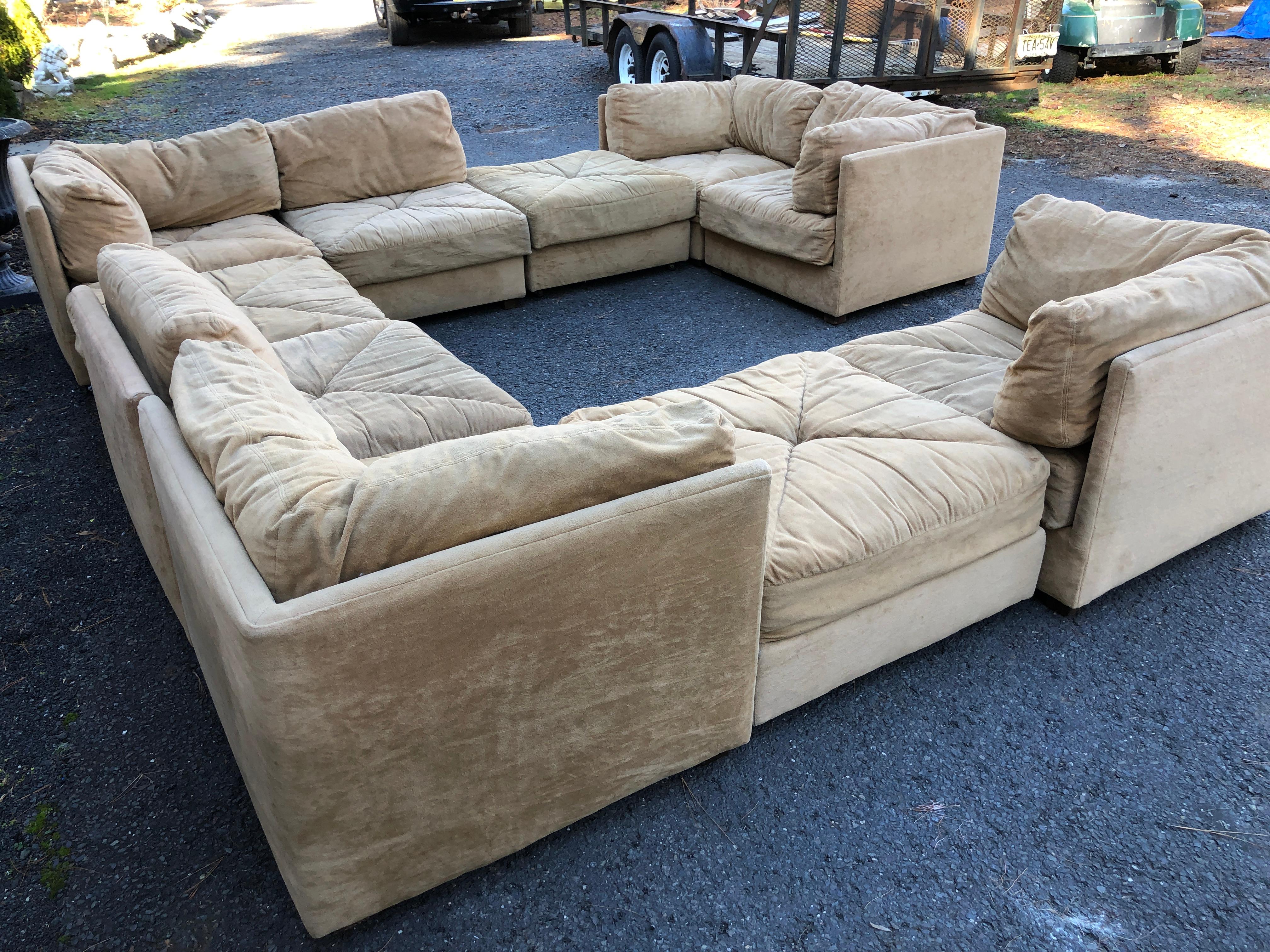 Late 20th Century Magnificent 10 Piece Milo Baughman style Cube Sectional Sofa Selig Mid-Century  For Sale