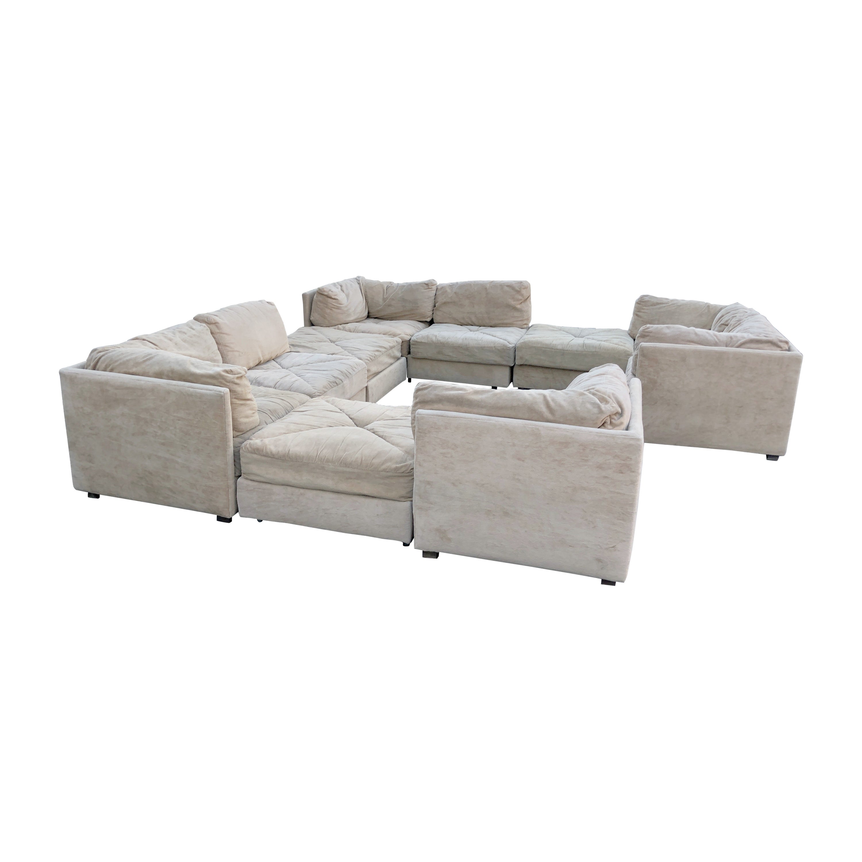 Magnificent 10 Piece Milo Baughman style Cube Sectional Sofa Selig Mid-Century