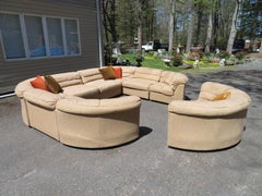 Magnificent 10 Piece Milo Baughman Style Curved Cube Sofa Sectional Mid-Century