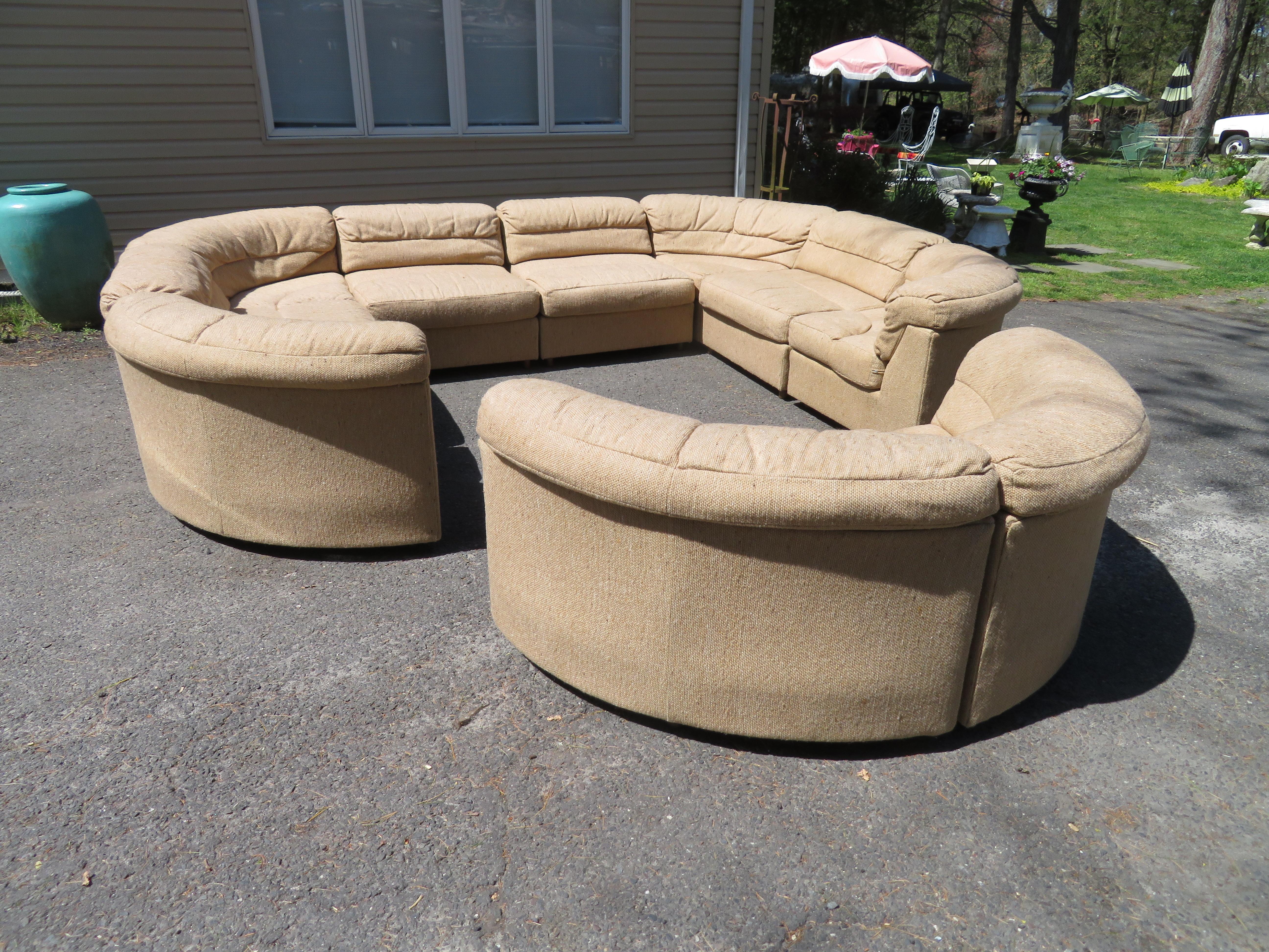 Mid-Century Modern Magnificent 10 Piece Milo Baughman Style Curved Cube Sofa Sectional Mid-Century