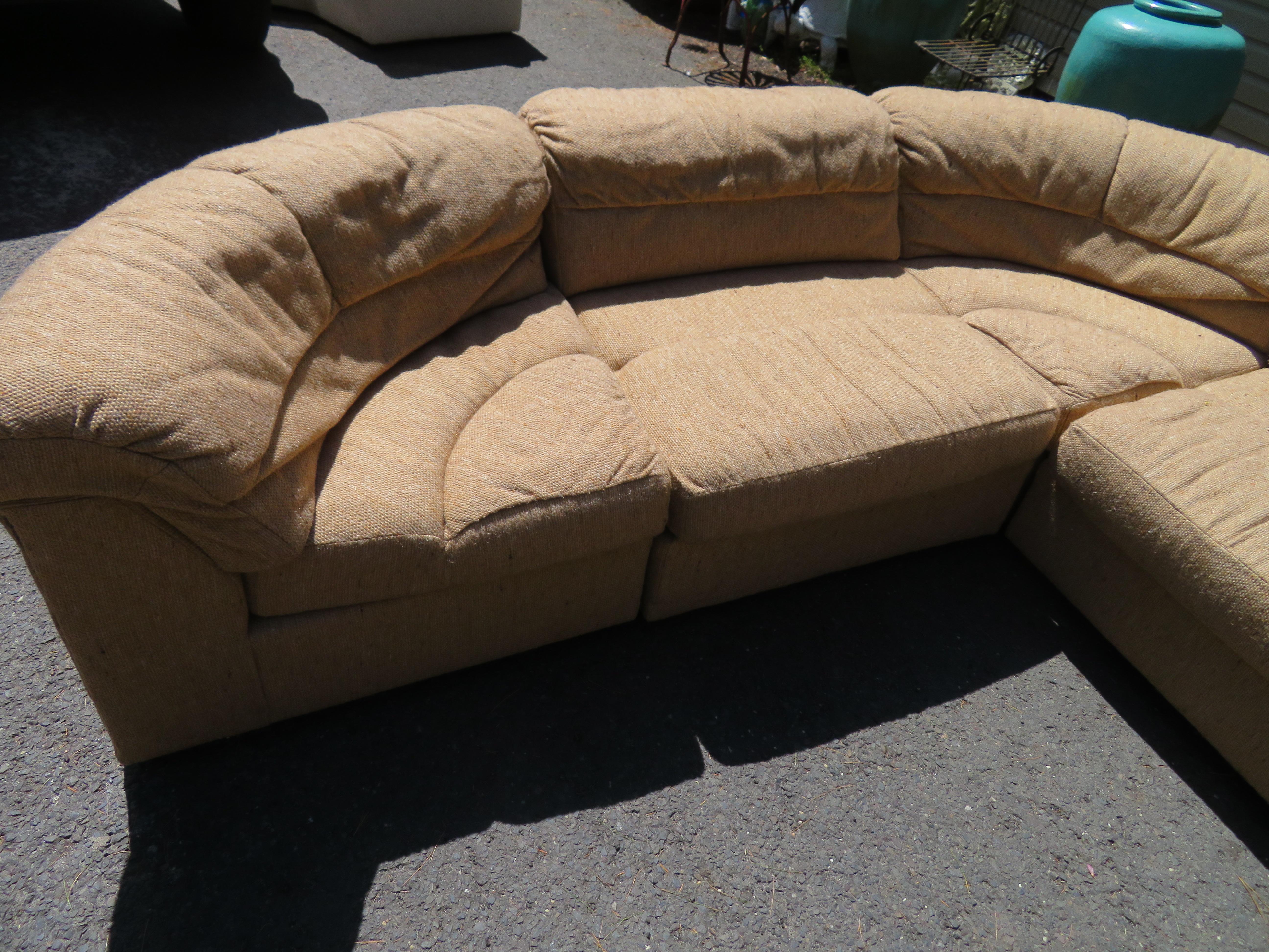 Upholstery Magnificent 10 Piece Milo Baughman Style Curved Cube Sofa Sectional Mid-Century