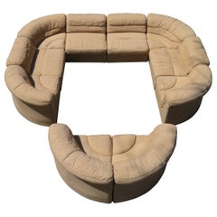 Magnificent 10 Piece Milo Baughman Style Curved Cube Sofa Sectional Mid-Century