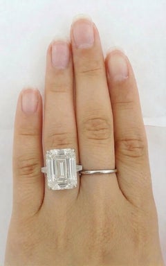 Magnificent 10.02 Carat Emerald-Cut Diamond Ring, GIA E/IF