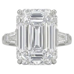 Magnificent 10.02 Carat Emerald-Cut Diamond Ring, GIA E/IF