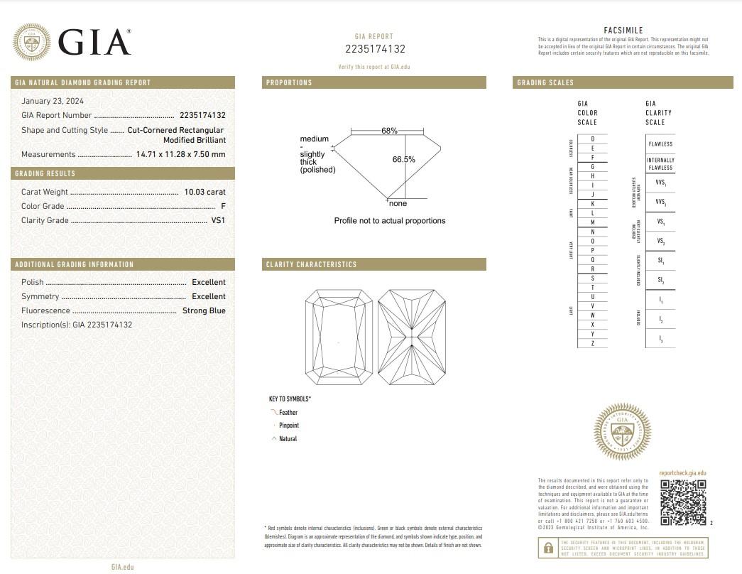 Magnifique diamant naturel taille idéale de 10.03 ct - certifié GIA

Dévoilez l'essence de la sophistication avec cet époustouflant diamant rectangulaire taillé en coin de 10,03 ct, symbole d'une élégance et d'une pureté inégalées. La forme