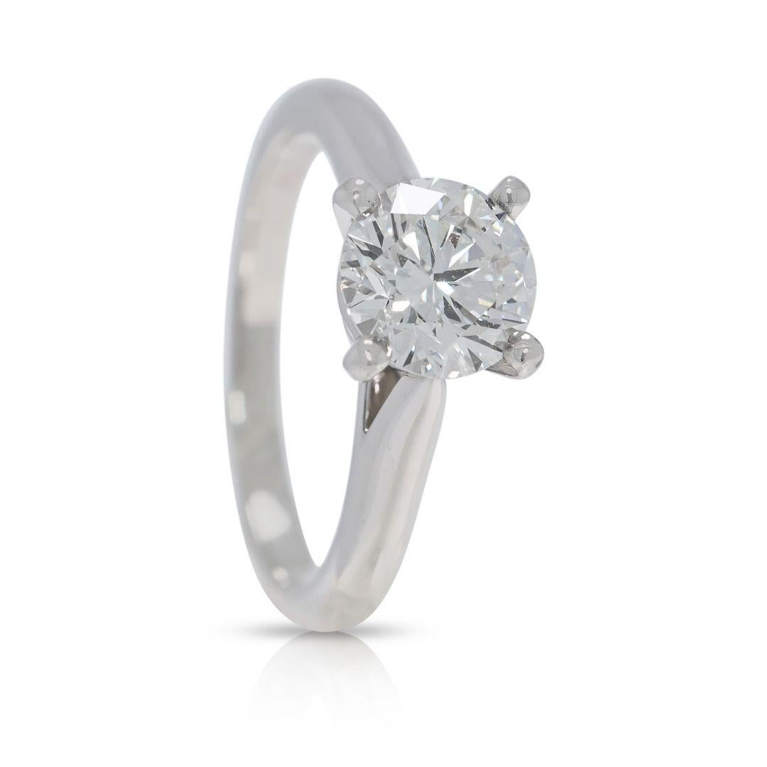 Femenino o masculino Magnífico anillo solitario de oro blanco de 18 quilates con un diamante natural de 1,01 ct de Cartier en venta