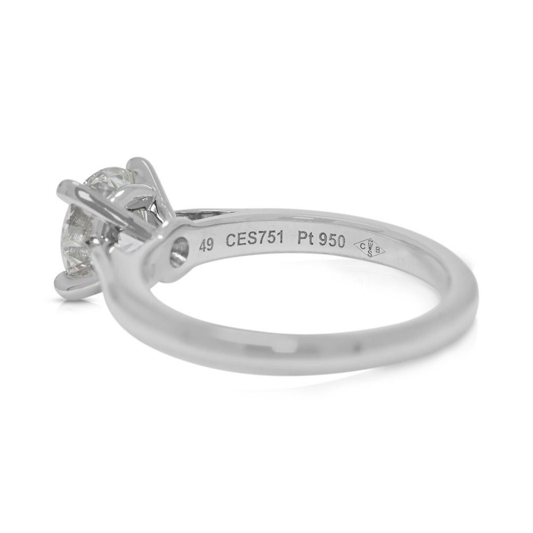 Magnífico anillo solitario de oro blanco de 18 quilates con un diamante natural de 1,01 ct de Cartier en venta 3