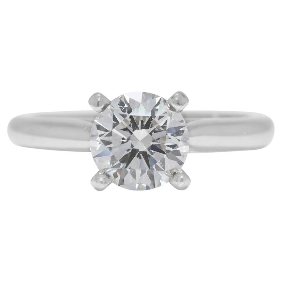 Magnificent 1.01ct Natural Diamond Solitaire 18K White Gold Ring by Cartier