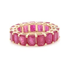 Magnificent 10.91 ct Ruby Eternity Band Ring 14k Yellow Gold Gift for Her