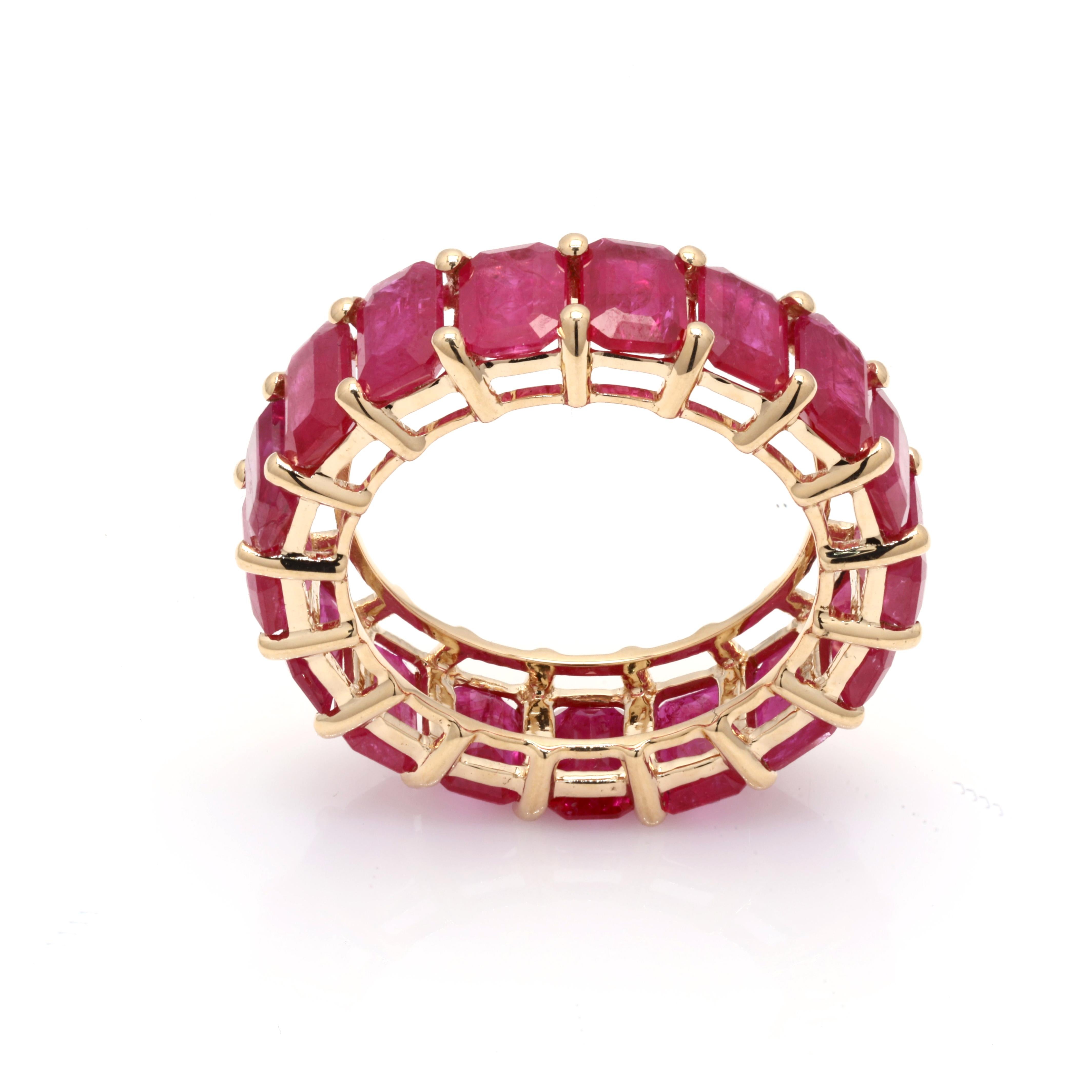 For Sale:  Magnificent 10.91 ct Ruby Eternity Band Ring 14k Yellow Gold Gift for Her 4