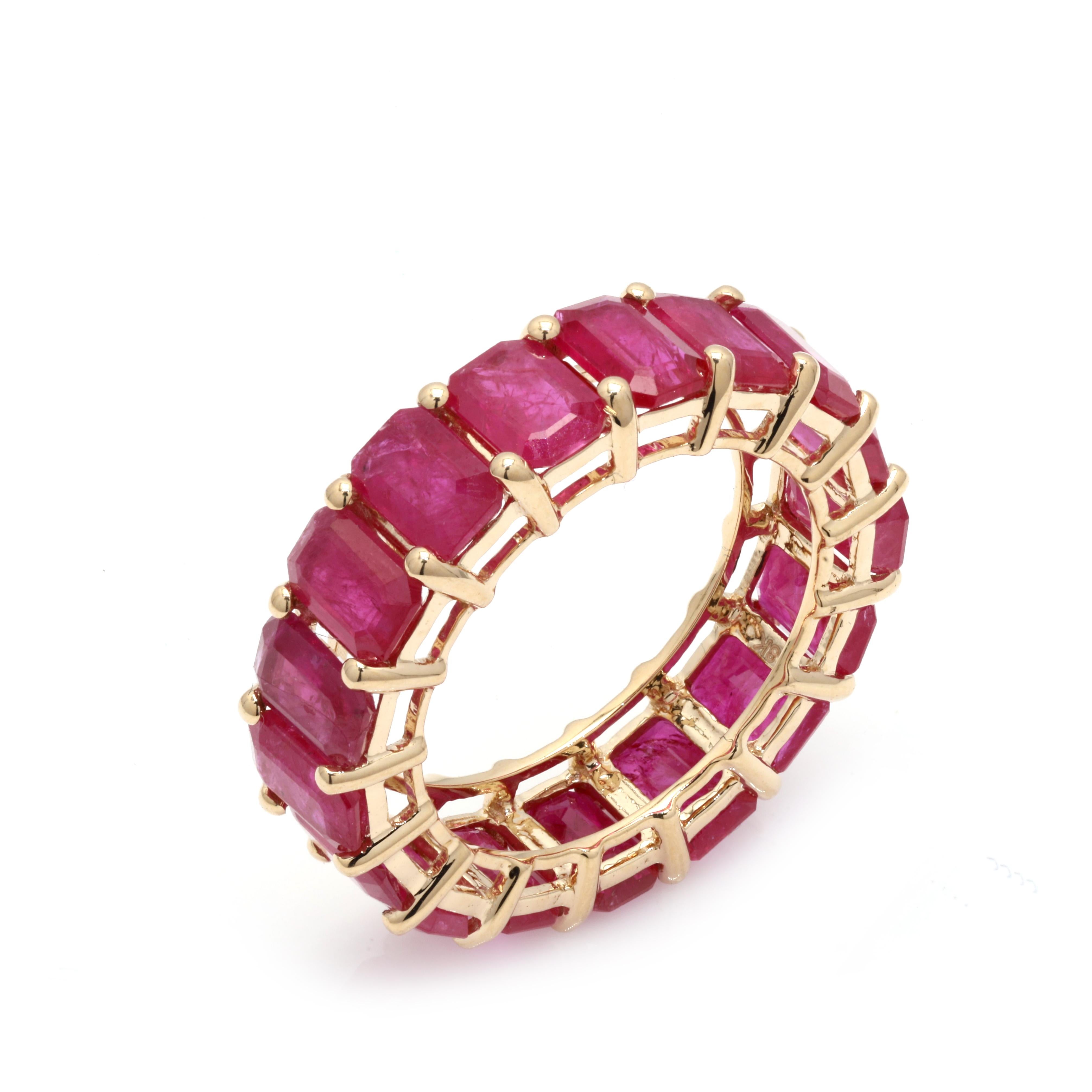 For Sale:  Magnificent 10.91 ct Ruby Eternity Band Ring 14k Yellow Gold Gift for Her 8