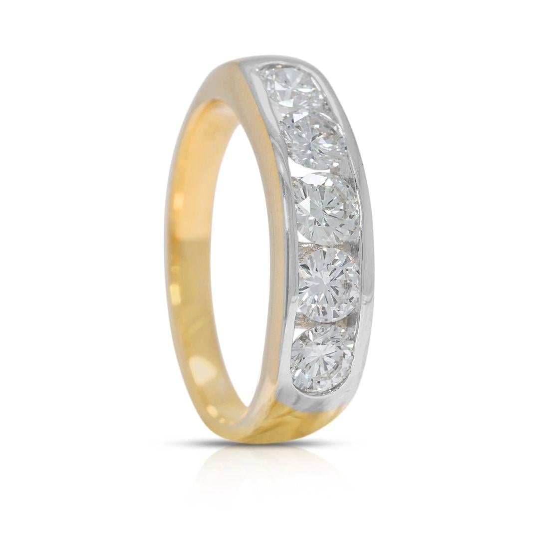Magnificent 1.1ct Natural Diamond 18K White Gold 5-Stone Ring für Damen oder Herren im Angebot