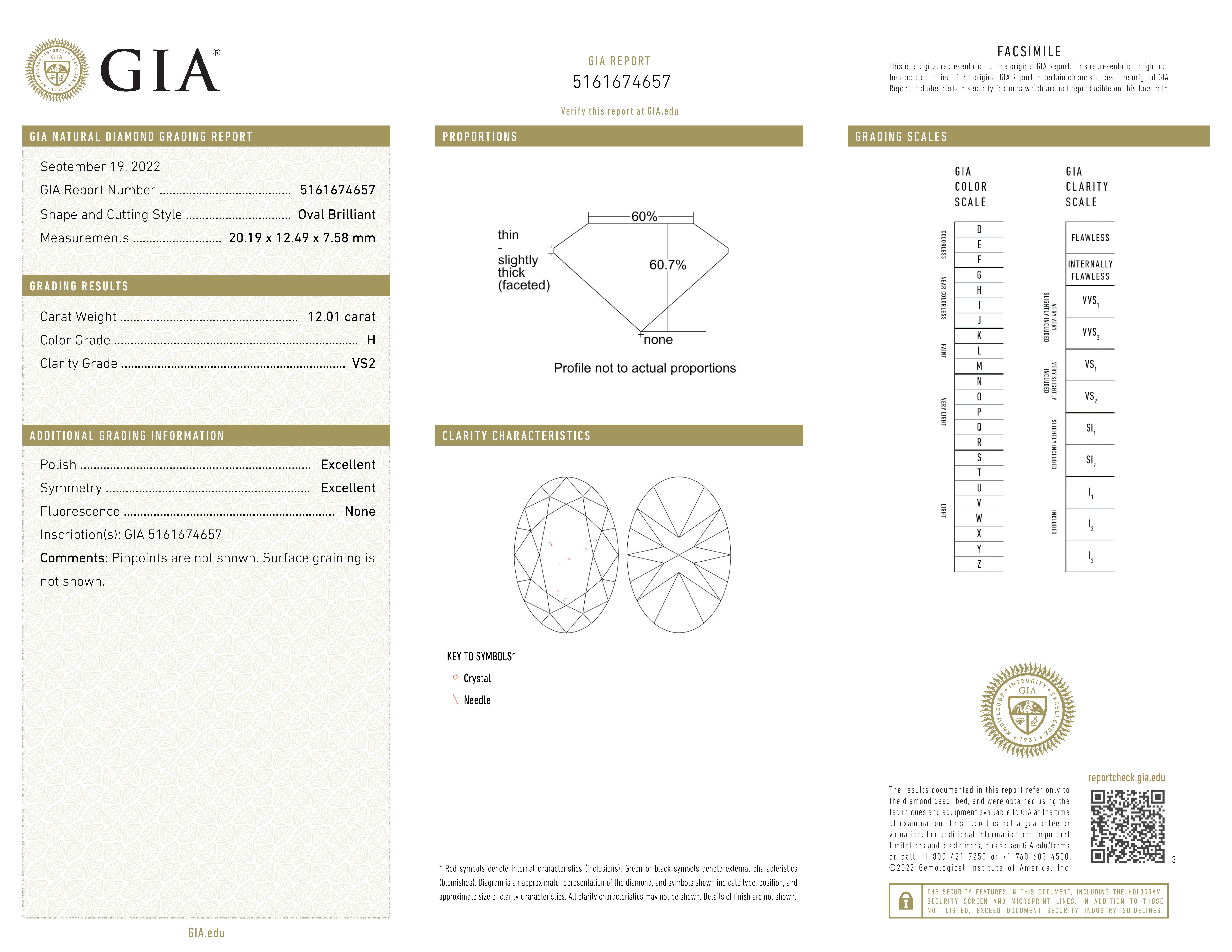 Magnífico Anillo de Diamantes de 12 Quilates - Certificado GIA, Grado de Inversión en Nuevo estado para la venta en Chicago, IL