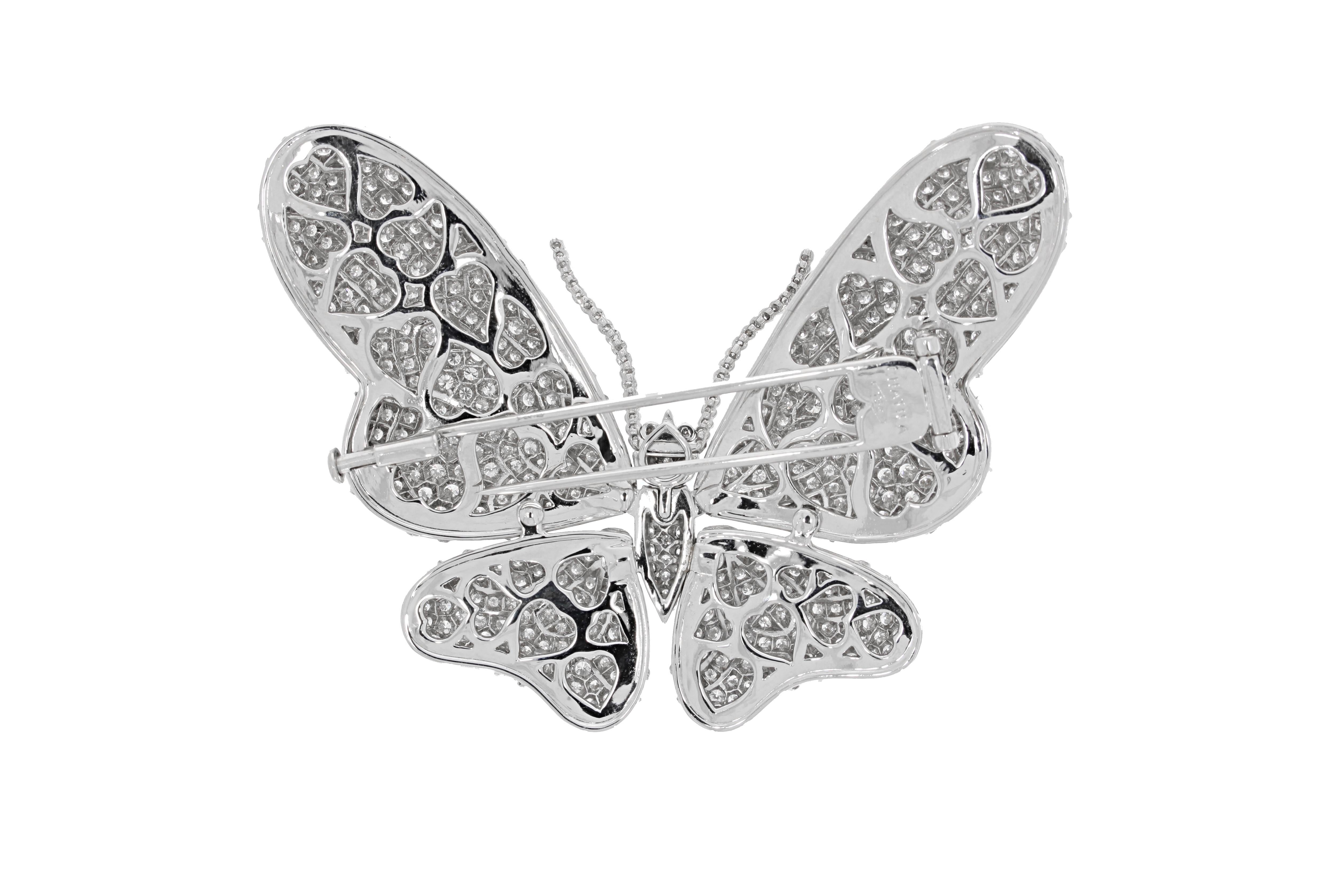 This eye-catching 18 carat white gold embellished butterfly brooch by Chatila embodies the delicate grace, freedom, and enchantment of natures creation also referred to as 