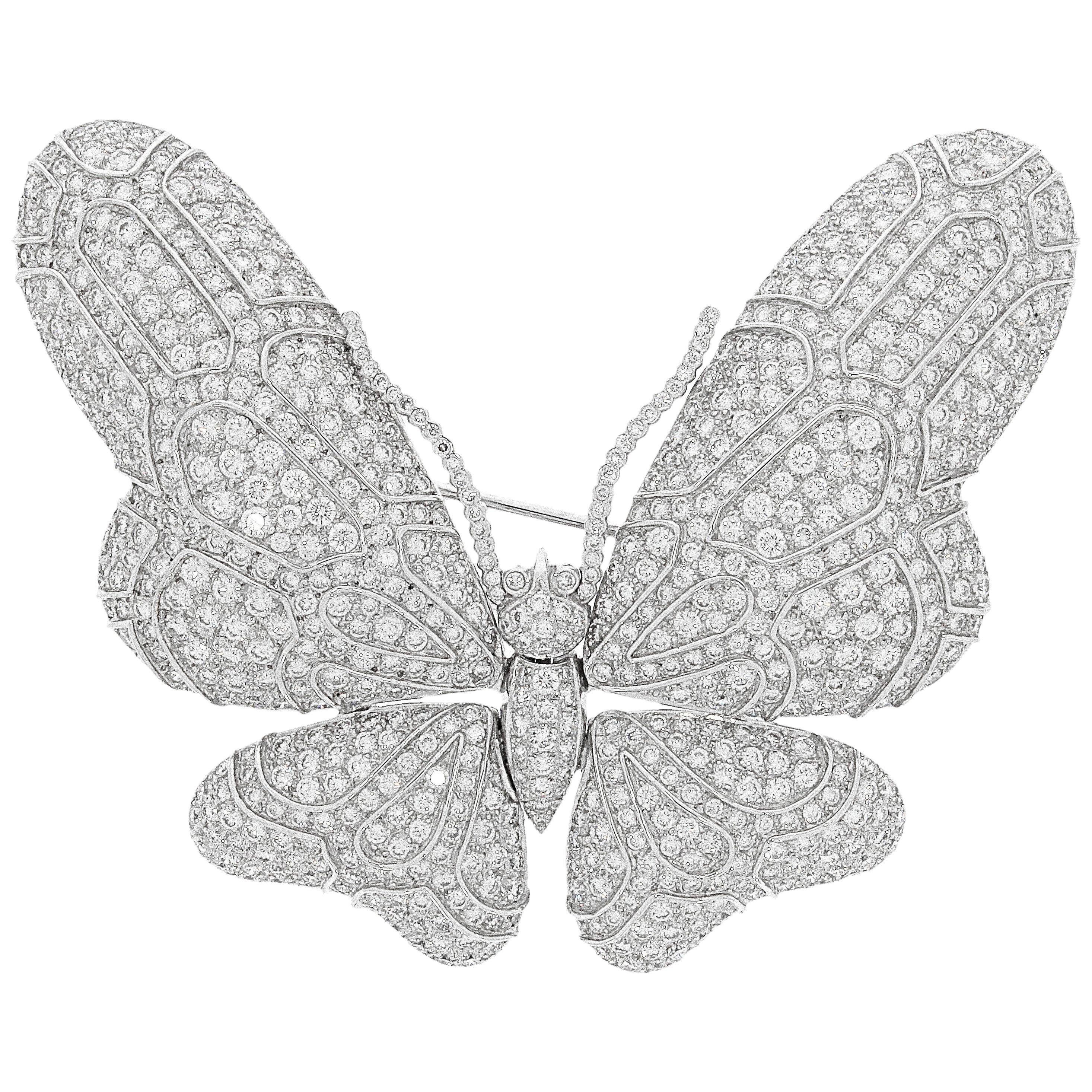 Magnificent 12.15 Carat Diamond Butterfly Brooch By Chatila For Sale