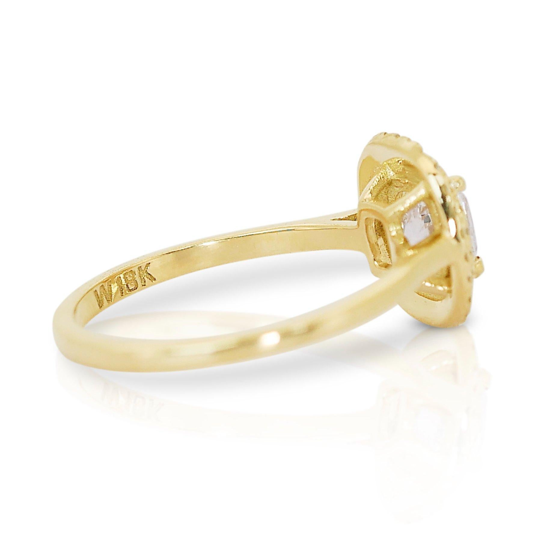 Magnifique bague double halo en or jaune 18k de 1,22 ct de diamant - certifiée GIA Neuf - En vente à רמת גן, IL