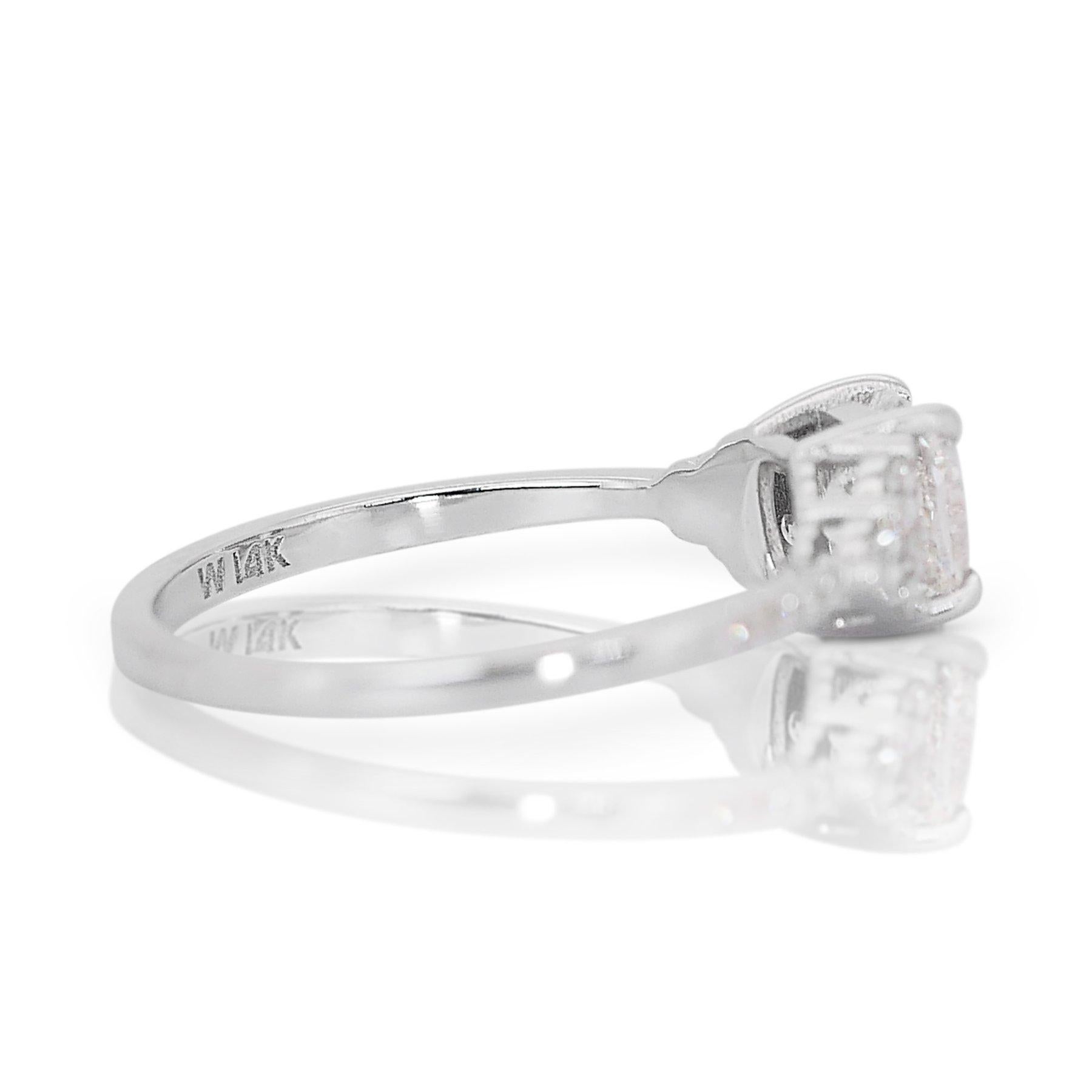 Magnificent 1.30ct Diamonds Pave Ring in 14k White Gold - GIA Certified In New Condition For Sale In רמת גן, IL