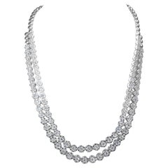 Magnificent 13.12ct Diamonds Double Layered Necklace in 18k White Gold