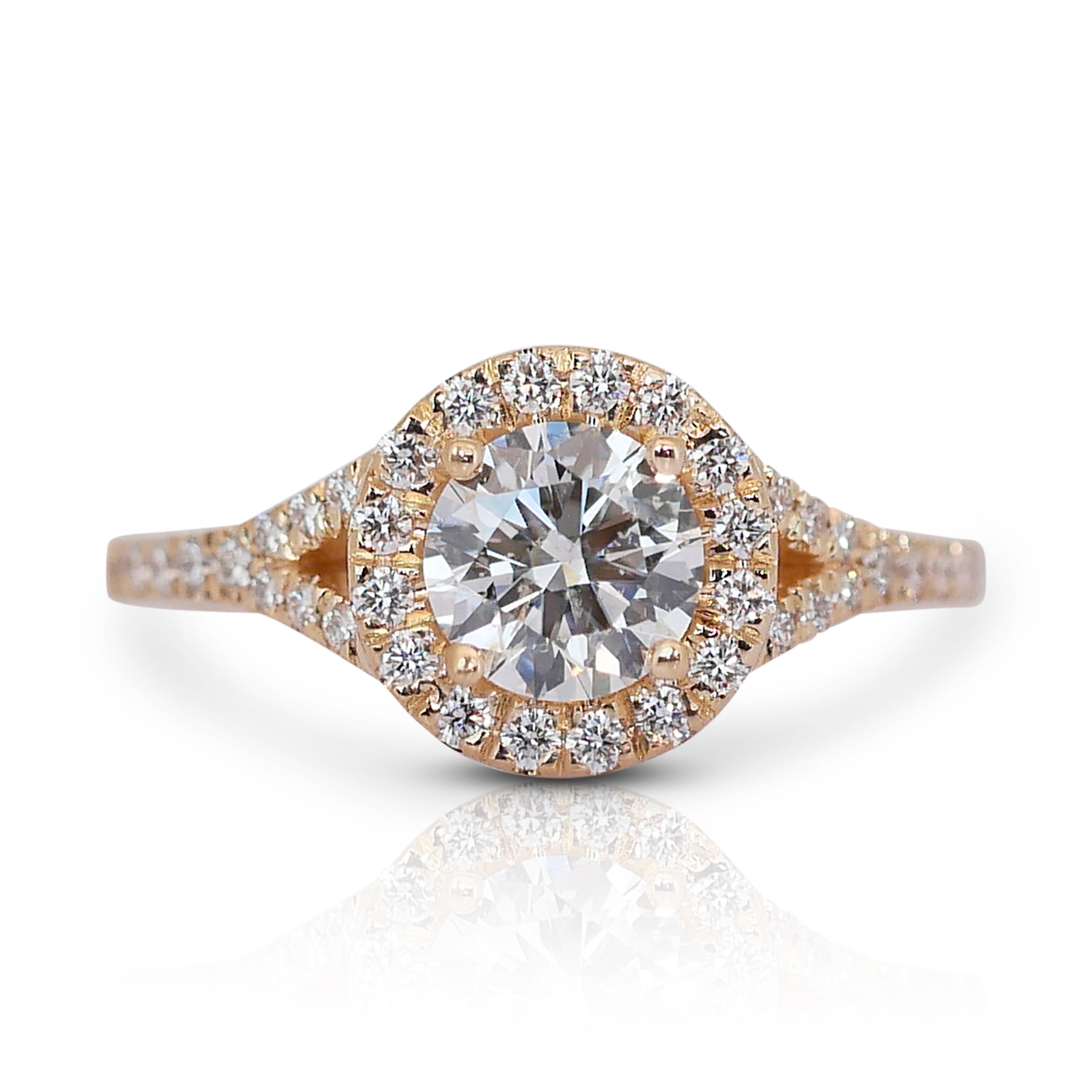 Magnificent 1.31ct Triple Excellent Ideal Cut Diamonds Halo Ring - GIA Certified 3