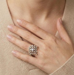 Magnificent 1.32ct Champagne & White Diamond Ring in 18K White Gold