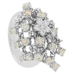 Magnificent 1.32ct Champagne & White Diamond Ring in 18K White Gold