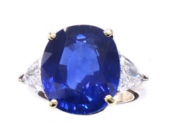 Magnificent 13.34 Carat Oval Ceylon Sapphire Diamond Ring