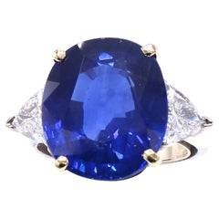 Magnificent 13.34 Carat Oval Ceylon Sapphire Diamond Ring