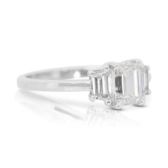 Magnificent 1.35ct Diamond 3-Stone Ring in 18k White Gold - GIA Certified