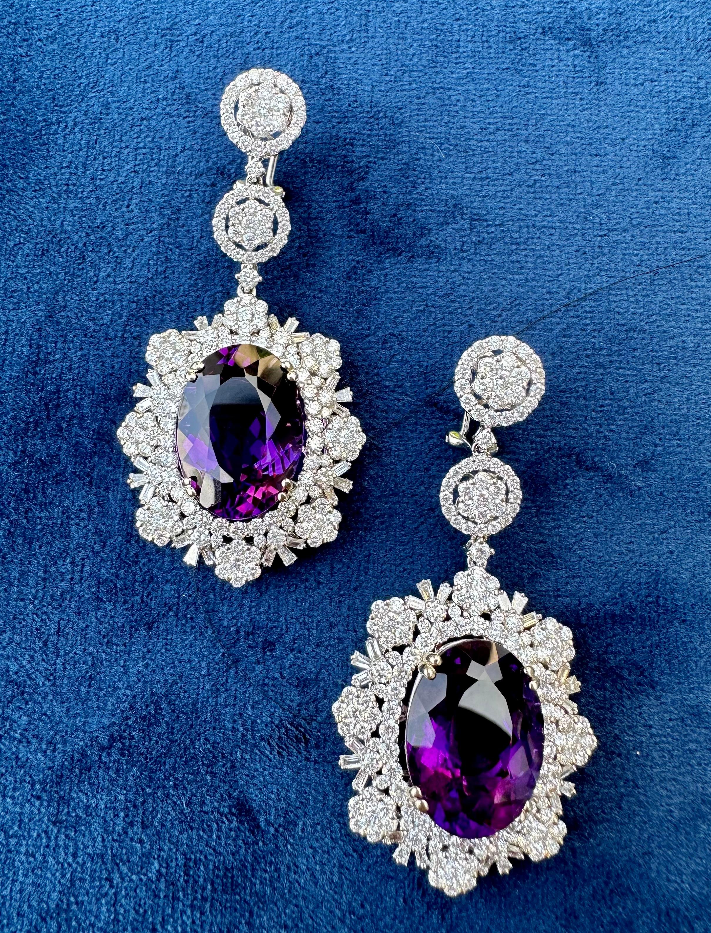 Women's  Magnificent 137.22 Carat Amethyst and Diamond Necklace, Earrings, and Ring Set