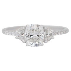 Magnificent 1.37ct Diamonds 3-Stone Ring in 18k White Gold - IGI Certified