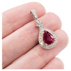 Magnificent 1.37ct Ruby 
Diamond Drop Pendant in Platinum