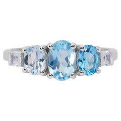 Magnificent 14k White Gold Mixed Gem Stones Pave Ring w/2.03 ct - AIG Certified 