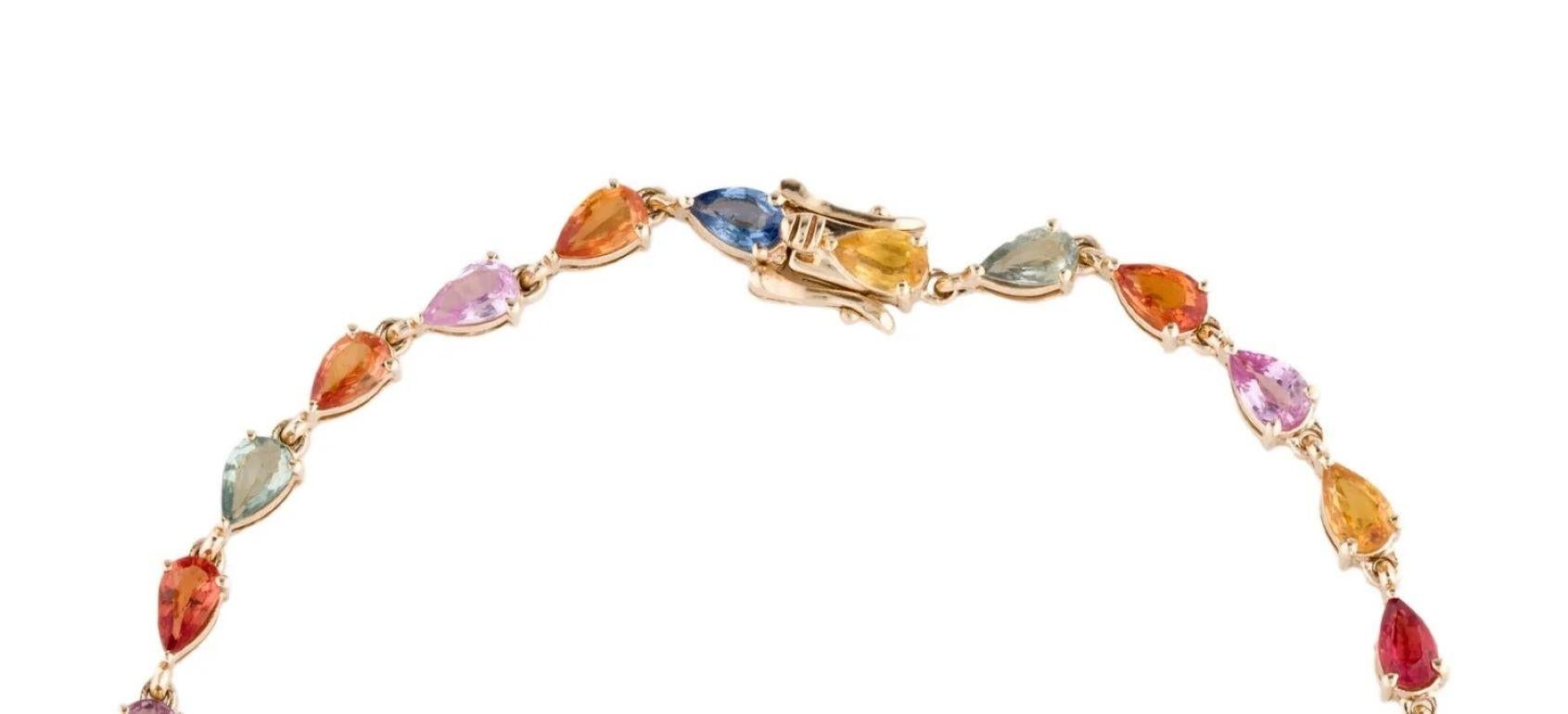 Artist Magnificent 14K Yellow Gold Multi-Colored Sapphire Bracelet For Sale